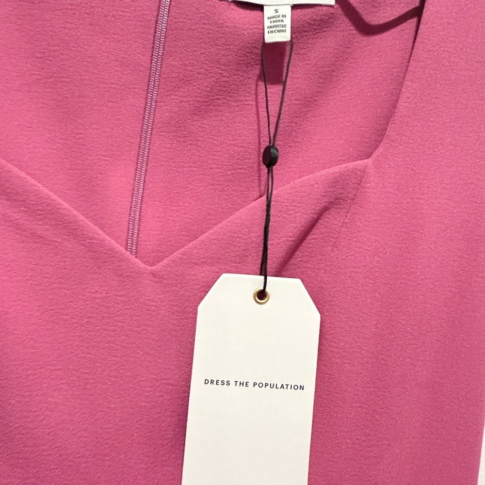 Dress the Population Elle Sweetheart Midi Dress in Hibiscus Pink – Size S NWT - Picture 6 of 11